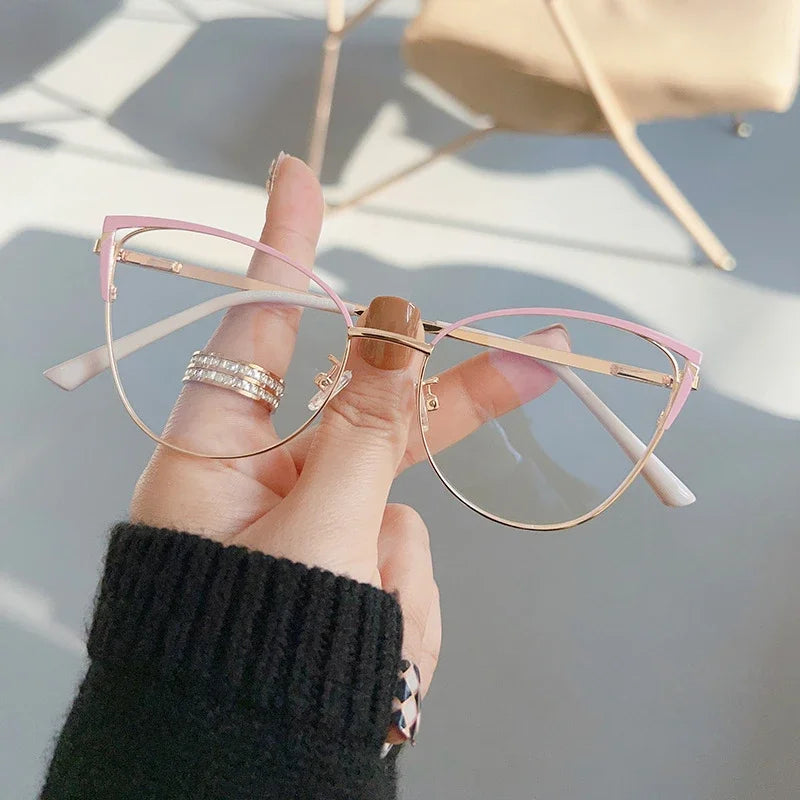 New Fashion Anti Blue Light Blocking Glasses Women Men Retro Cat Eye Frame Reading Computer Clear Lens Simple Female Eyeglasses