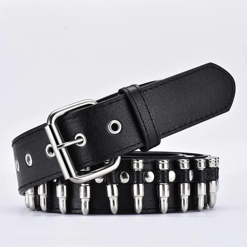 New fashion ladies leather punk belt hollow rivet luxury brand belt personality rock wild adjustable young trend belt2023New