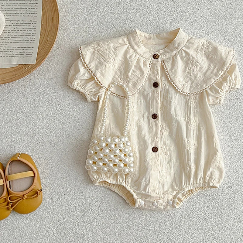 New Summer Baby Girls Rompers Embroidery Cotton Infant Romper Ruffles Slip Strap Flower Playsuit Jumpsuits Onepiece Baby Clothes