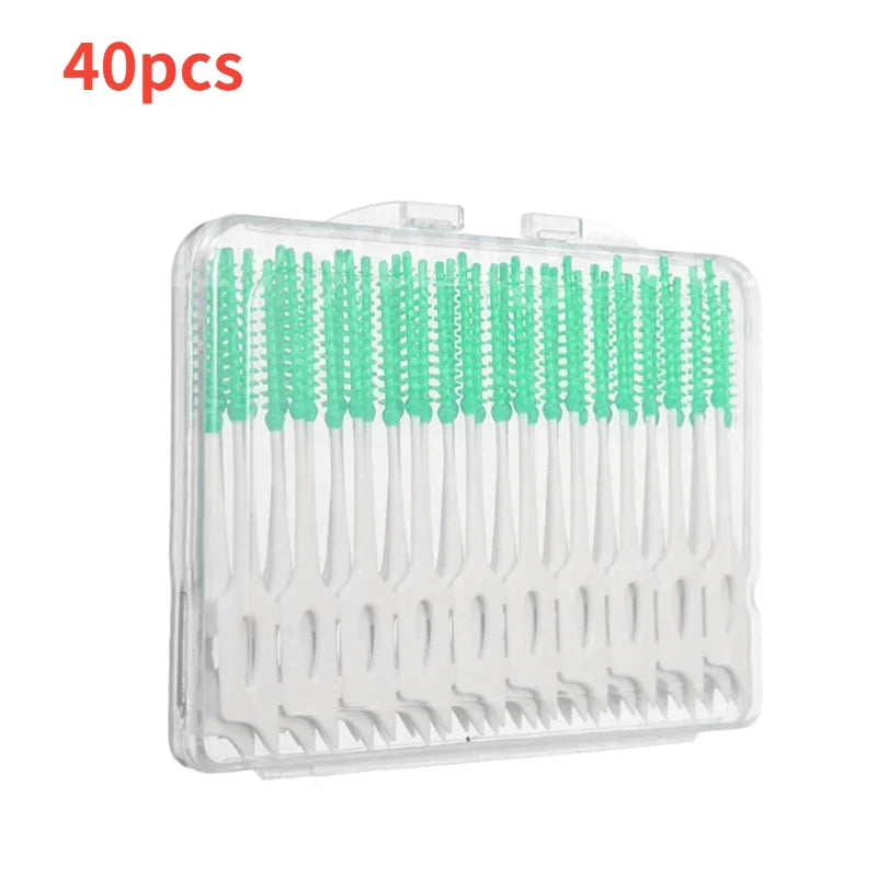 40Pcs Adults Interdental Brushes Clean Between Teeth Floss  Toothpick ToothBrush Dental Oral Care Tool