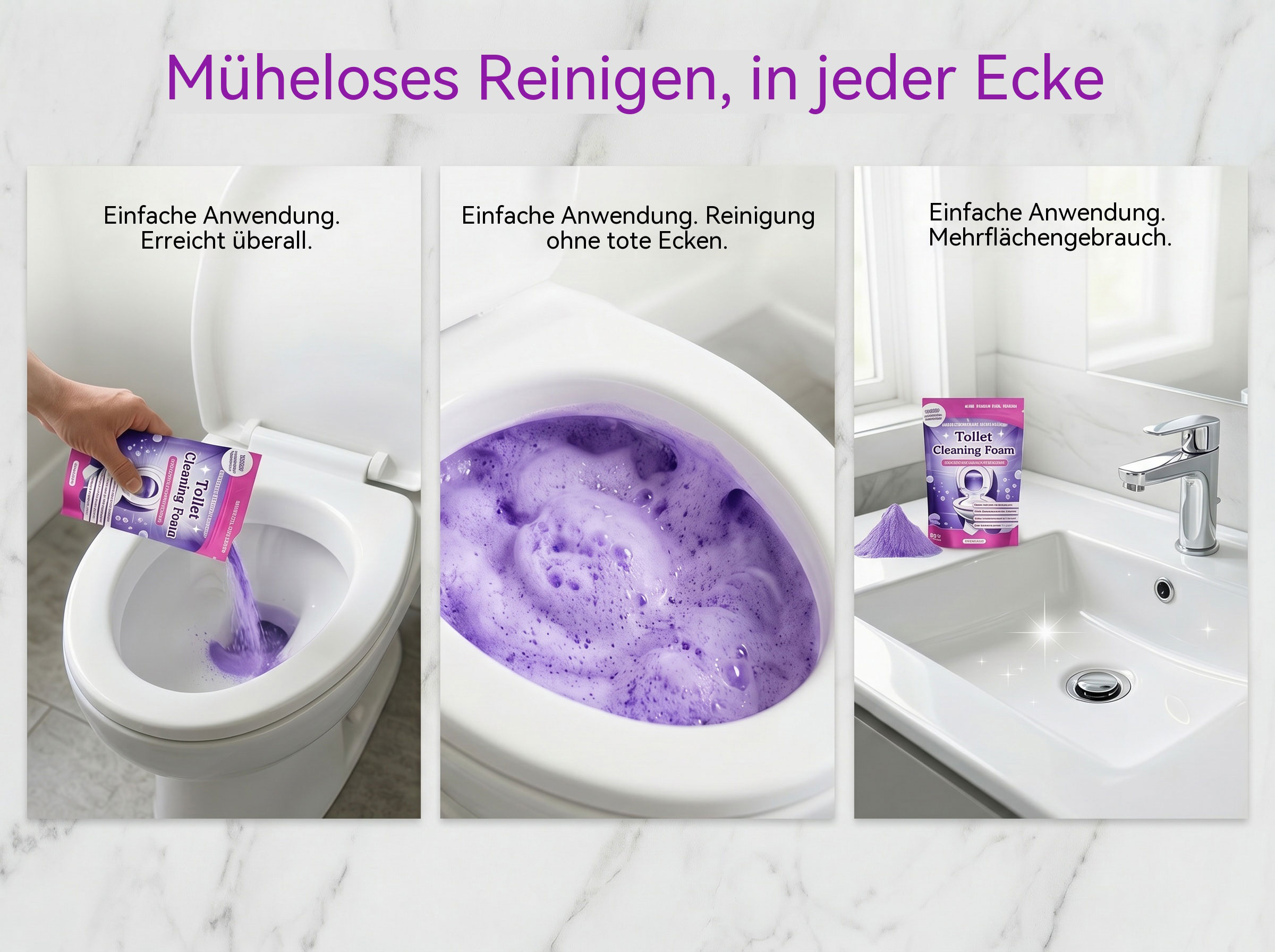 Fizzclean Wc-Reiniger Original, 2026 Neu Fizzclean WC Schaumreiniger, Toilettenschaum Extra Stark Reinigung, Lavendelgeschmack, 100g