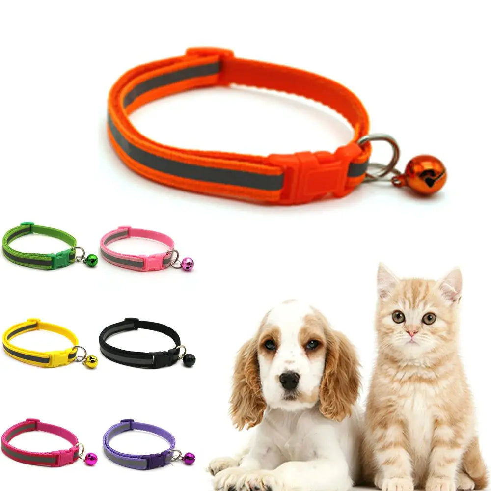 Pet Collar Reflective Adjustable Cats DogsBell Collar Kitten Puppy Necklace Animal Supplies