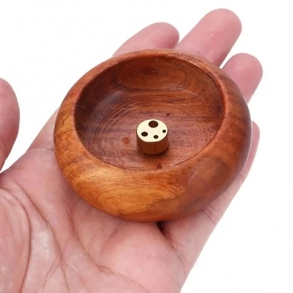 Holes Rosewood Incense Burner Stick Holder Bowl Shape Censer Home Decoration