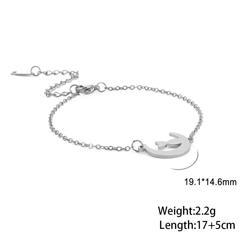 Skyrim Crescent Moon Cute Cat Bracelets on Hand for Women Stainless Steel Charm Bracelets Jewelry Mother's Day Gift Wholesale