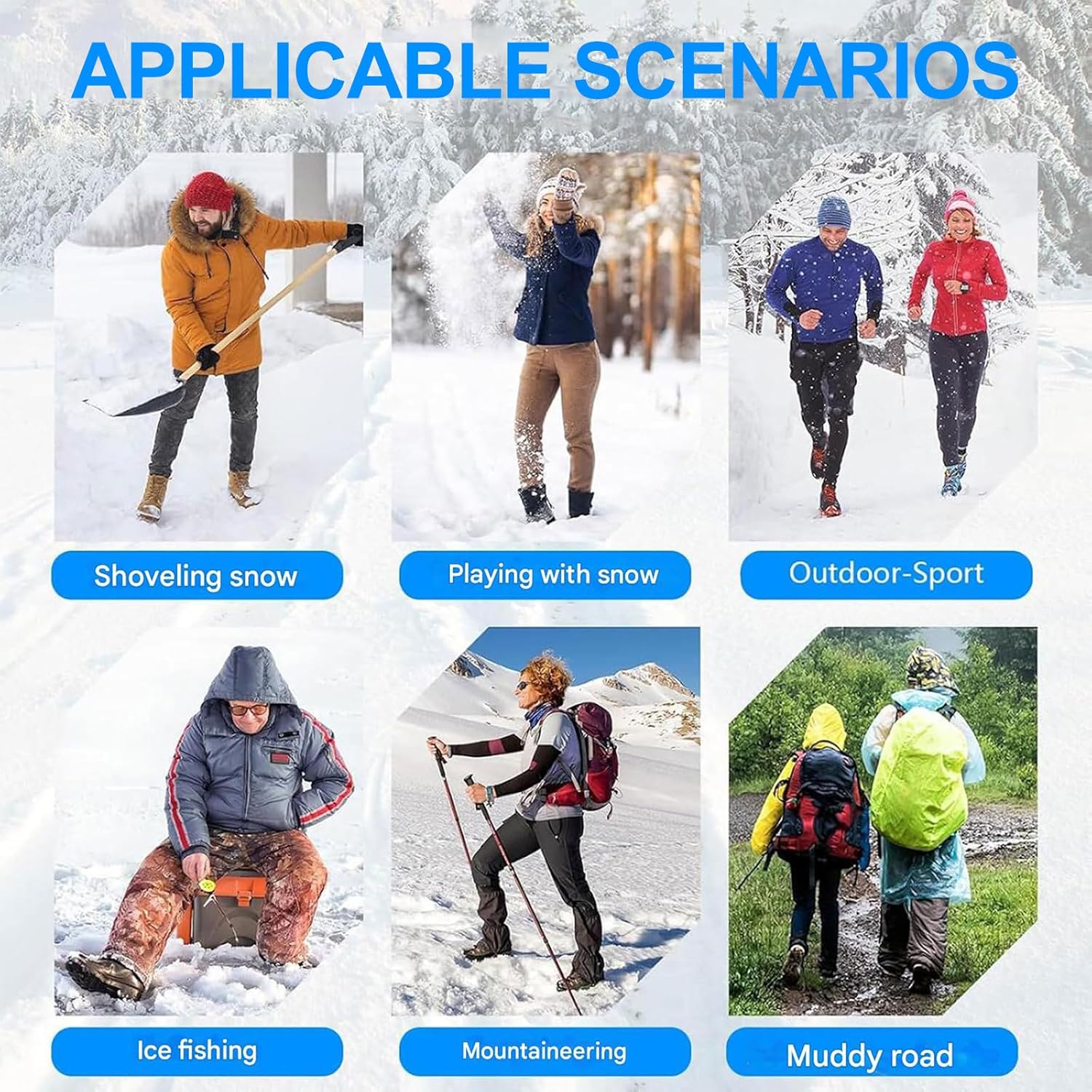 Ice Grips for Shoes and Boots, 2026 New Snow grips over Shoes, Anti-Slip Crampons 10 Studs Traction Cleat for Women Men Kids Hiking Fishing Walking Jogging