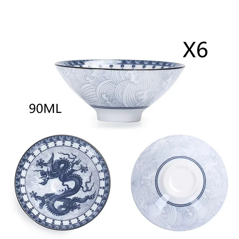 6 sets Chinese ceramic cups fish cups blue and white  teapot small porcelain tea bowl tea cup teaset accessories drink Drinkware