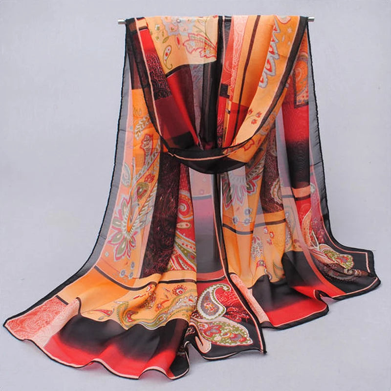 Chiffon silk scarf scarf female summer and autumn all-match scarf long Polyester air conditioning cape silk scarves shawl