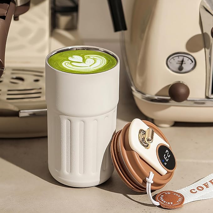 🎁🎁Christmas gift🎁450ml Stainless Steel Travel Mug with Temperature Display - Vacuum Insulated Bottle. Stainless Steel Insulated Cup. Portable Coffee Bottle Cap