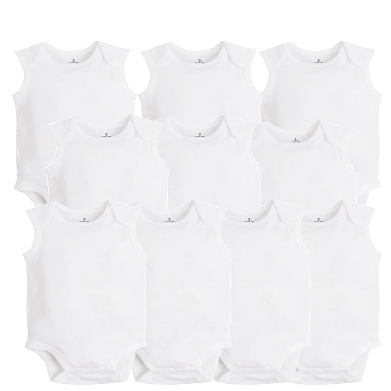 5/10 PCS/LOT Newborn Baby Clothing  summer Baby Boy Girl Clothes 100% Cotton White Kids Infant Bebe Bodysuits & Jumpsuits
