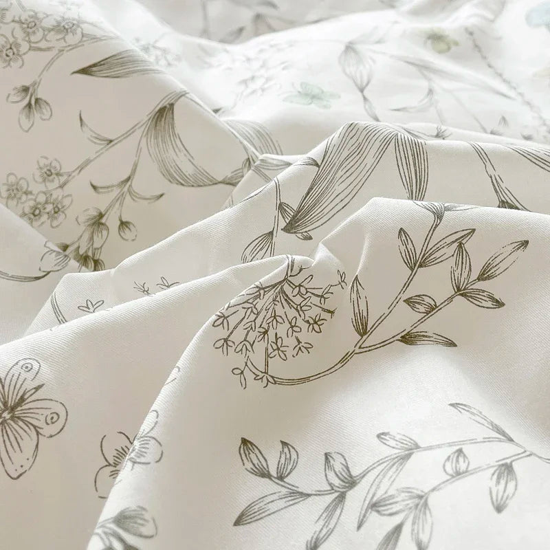 3pcs 100% Cotton Duvet Cover Set (1*Duvet Cover + 2*Pillowcase, Without Core), Fresh Flower Print Bedding Set, Soft Comfortable