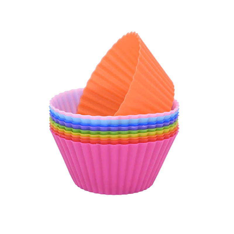&12pcs/lot Silicone Cake Cup Round Shaped Muffin Cupcake Baking Molds Home Kitchen Cooking Supplies Cake Decorating Tools