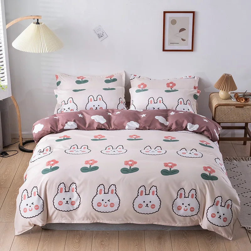 3/4pcs Bedding Set Pink Strawberry Fashion Bed Sheets Queen Size Luxury Bedding Set bed Sheet Sets Duvet Cover Set King Size