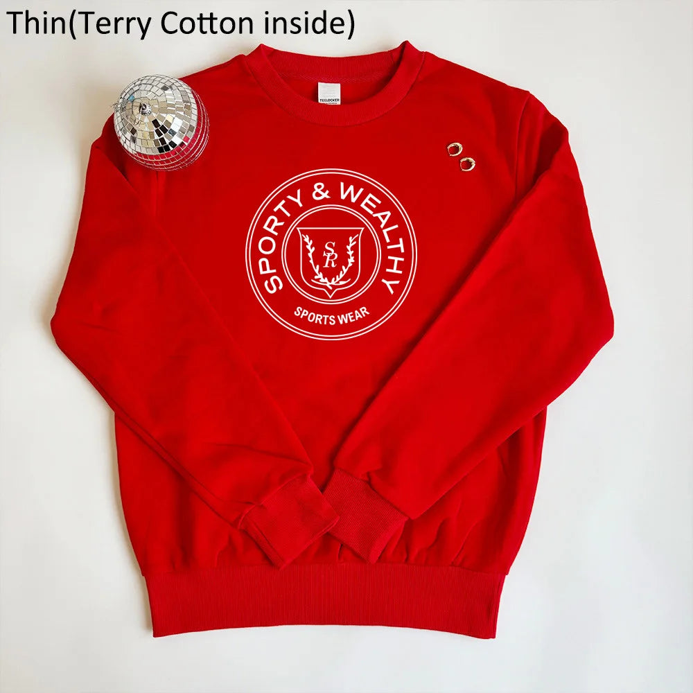 American Vintage Style 90's Red Crewneck Sweatshirt Women Long Sleeve Loose Cotton Casual Pullover Spring Autumn Fashion Jumpers