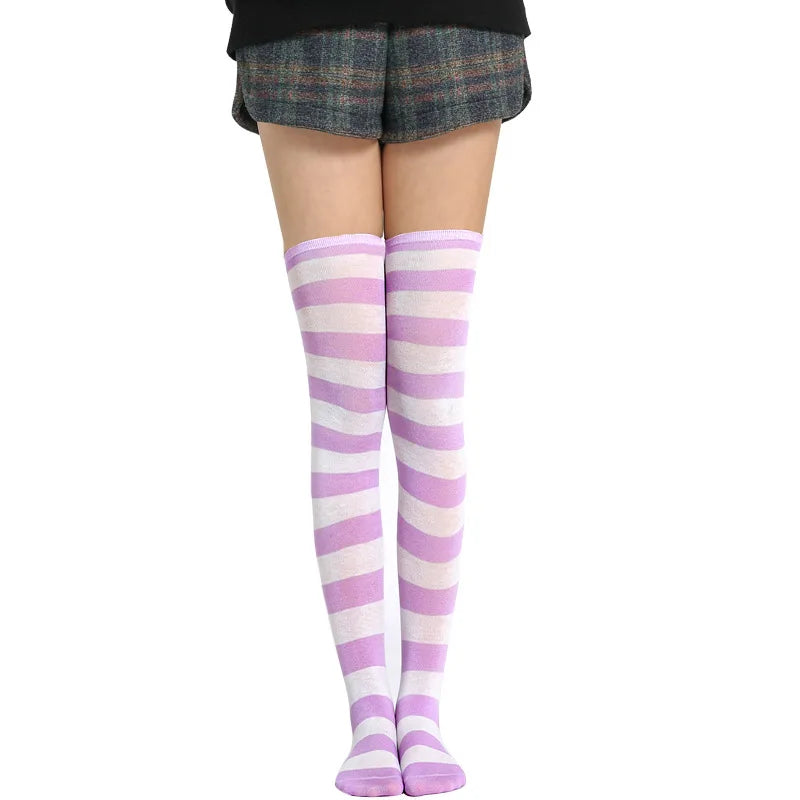 JK Woman Cosplay Stockings Orange Black Strips Lolita Long Socks Over Knee Thigh High Socks Women Compression Socks