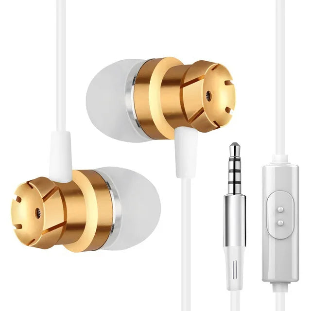 New Metal Wired Super Bass Earbud 3.5mm Built-in Microphone Hand Free Noise Reduction Gaming Universal Headset Sport Earphone