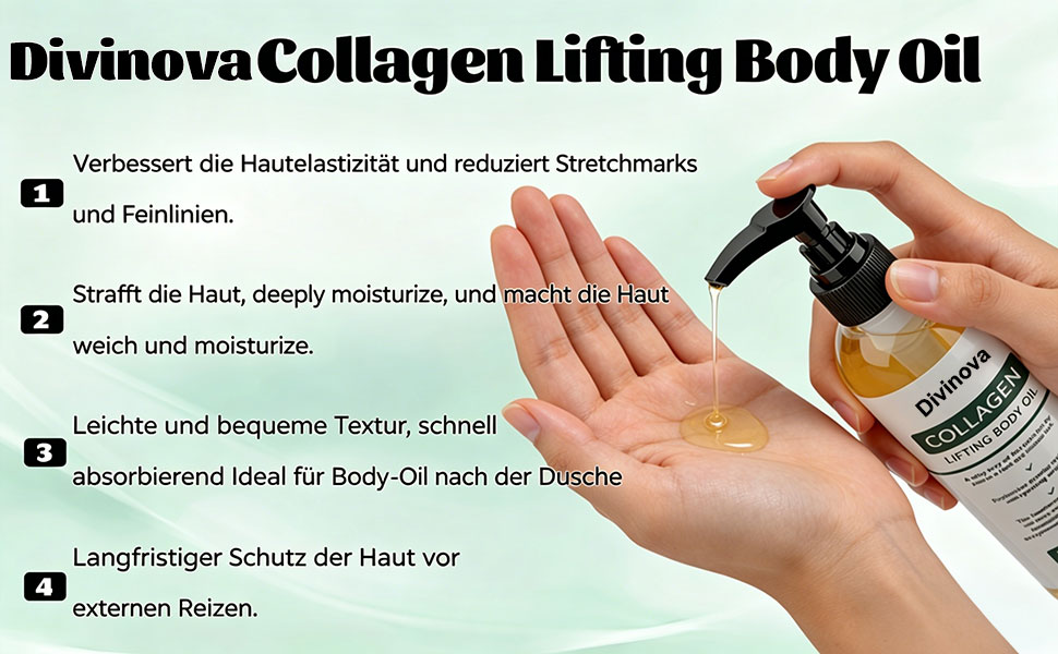 Divinova Kollagen körperöl zur Hautstraffung, 2026  Divinova Collagen Lifting Body Oil für Narben, Falten und Dehnungsstreifen, 100ML