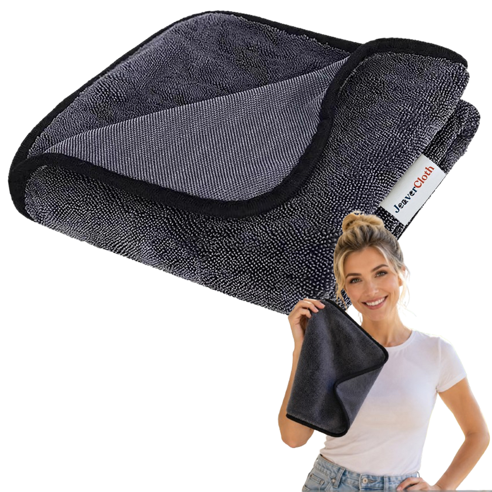 Jeaver Window Cleaning Cloth XXL, 24x16 Inch Microfiber Cleaning Cloth for Glass, Mirrors, and All Surfaces, Streak-Free Lint-Free Rags, Reusable Washable Towels
