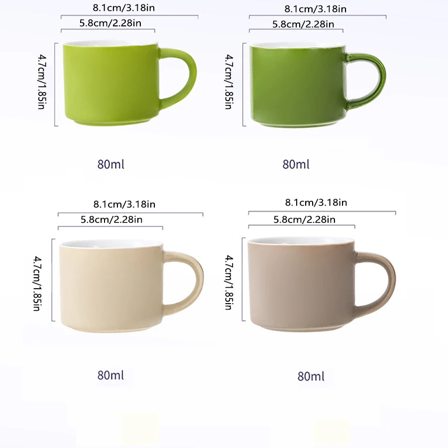 The 5 Pieces Porcelain Espresso Coffee Cup Set , Espresso Cups with Saucers 2.7 Ounces / 80 ml, Gift for Friend Couple
