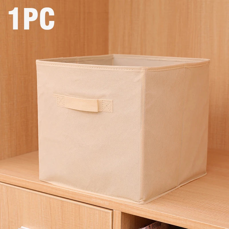 Foldable Fabric Storage box Cube Bins Cloth Organizer storage Baskets Folding Nursery Closet Drawer Features Dual Handles