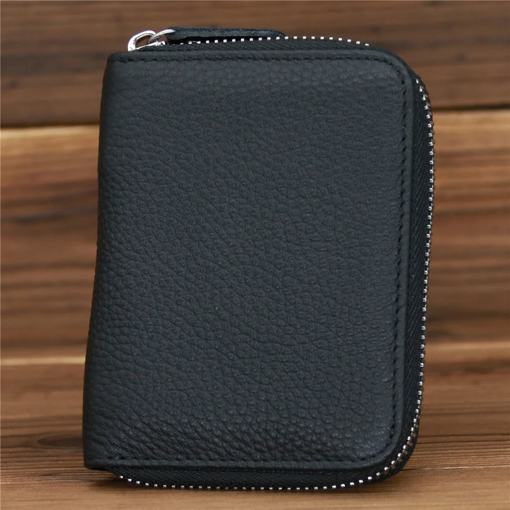 Genuine Leather Zipper Wallet for Men Money Short Purse Credit Card Holder Cash Coin Pocket Male Large Solid Standard Wallets