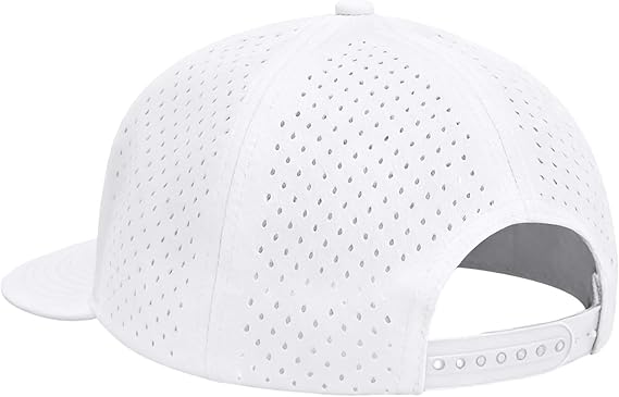 LUCKYSONG Flat Brim Adjustable Performance Hat, Performance Snapback Hats for Men Women Black