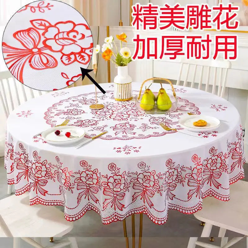 Round tablecloth, waterproof, oil-proof, anti-scald, wash-free