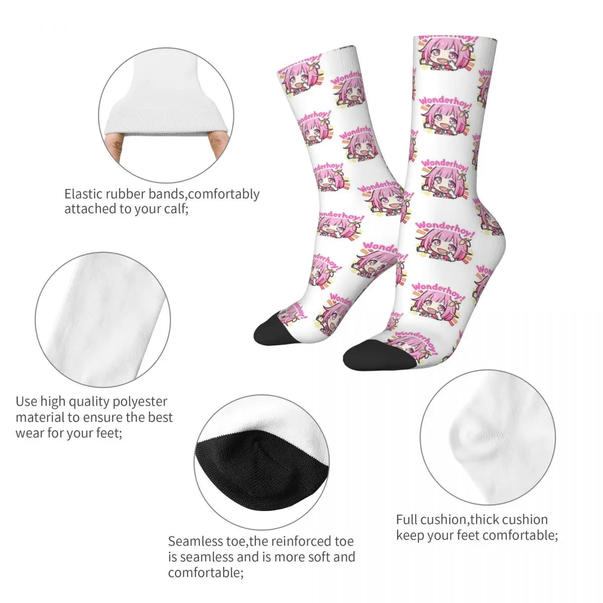 Project Sekai Emu Otori Emu Otori Wonderhoy Print Men Women Socks Windproof Novelty Spring Summer Autumn Winter Stockings Gift