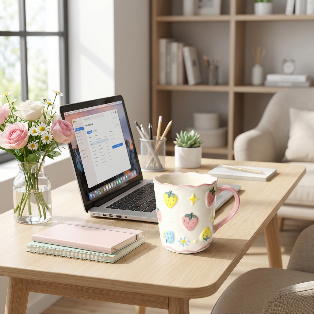 Strawberry Meadow Series – Wavy Ceramic Mug