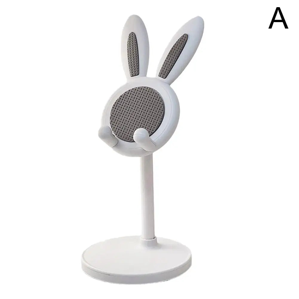 Cute Cartoon Bunny Desktop Mobile Phone Holder Stand Smartphone Tablet Bracket Adjustable Telescopic Lifting Lazy Bracket