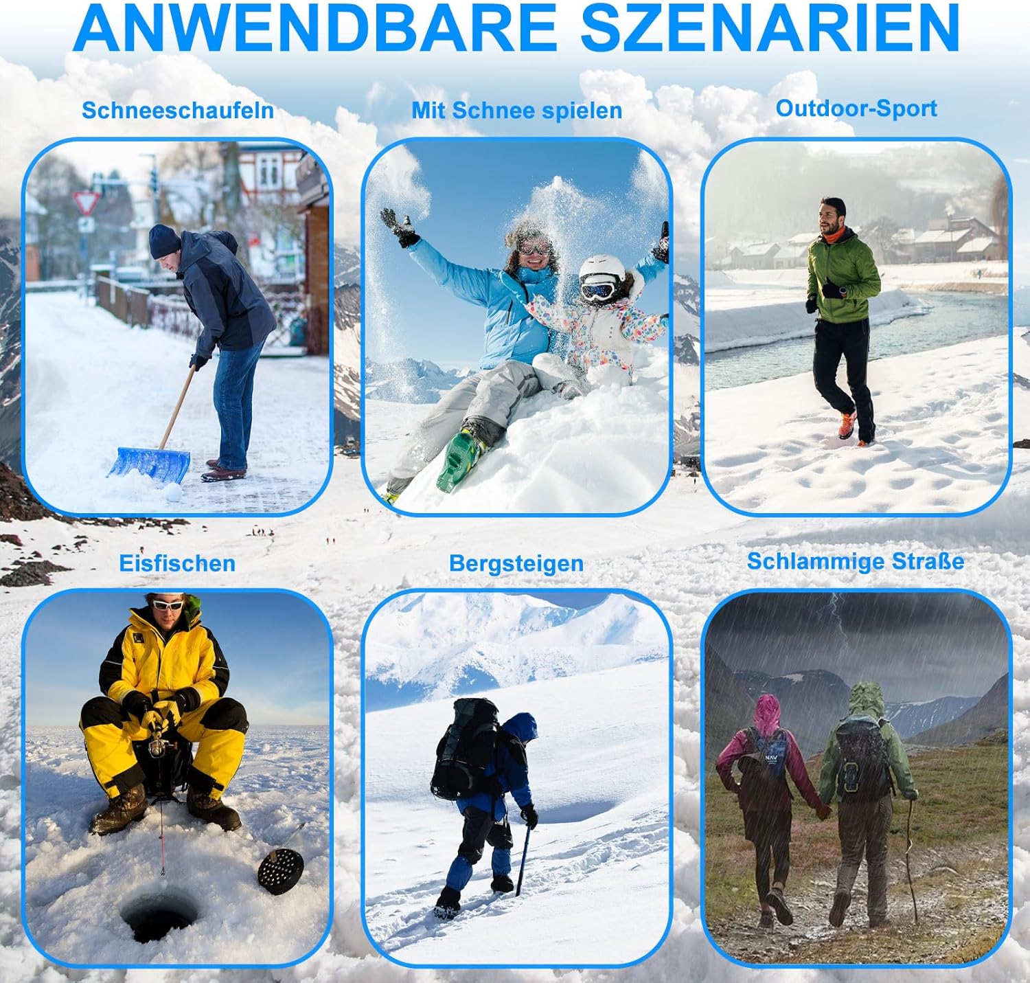 2026 Neu Spikes für Schuhe Winter, Schuhspikes zum überziehen 10 Zähne, Spikes Schuhe gegen Glatteis Steigeisen für Wanderschuhe Outdoor Laufen Wandern für Männer und Frauen