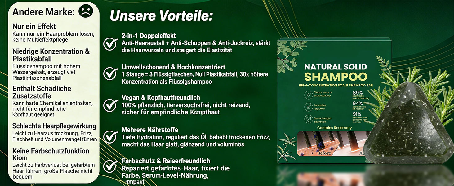 Yoracare Korean Scalp Revival Bar, 2026 Yoracare Rosmarin & Aminosäuren stärkender Anti-Verdünnungs-Shampoo-Riegel, feuchtigkeitsspendende und kopfhautfreundliche Kräuterpflege 80g