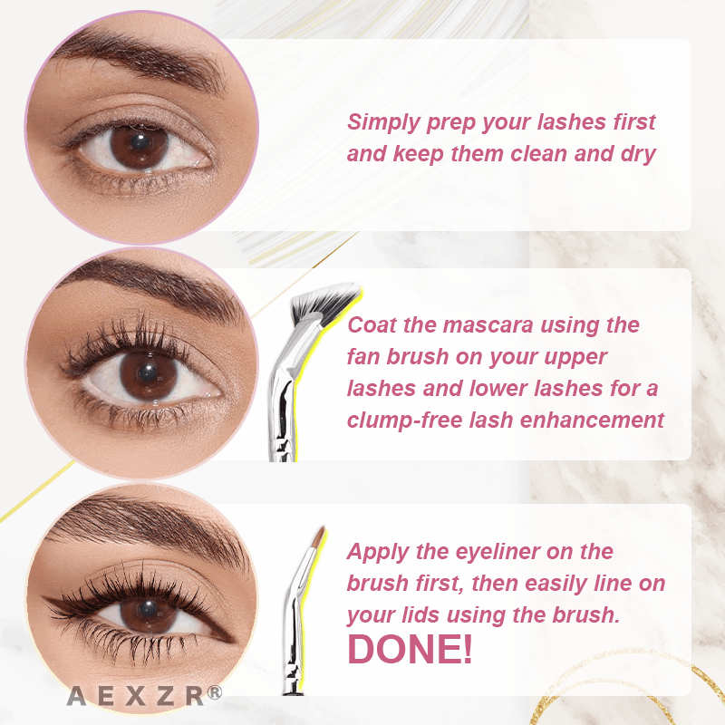 Aexzr® Lash-Lift Mascara Fan Brush and Folded Eyeliner Brush