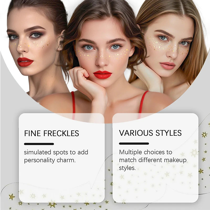 1/5pcs Glitter Skincare Freckles Face Tattoo Stickers Golden Silver Sparkle Freckle Speckle Makeup Patch For Women Face Makeup
