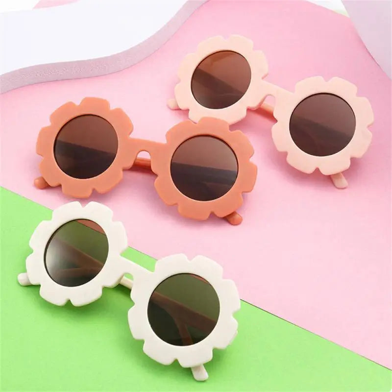 Sun Flower Sunglasses For Children Round Summer Travel Shades Boys Girls Lovely Eyewear Kids Baby UV Protection Oculos De Sol