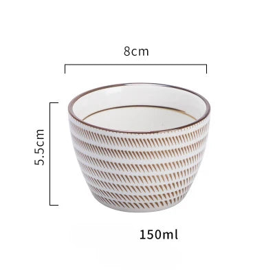 Japanese Classical Ceramic Bowls Tableware Kitchen Soup Noodle Rice Bowl Big Ramen Bowl  Spoon and Teacup