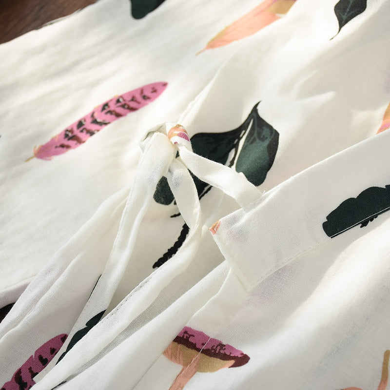 pajamas summer new 100% cotton gauze pajamas nightgown ladies SPA yukata homewear long pajamas women