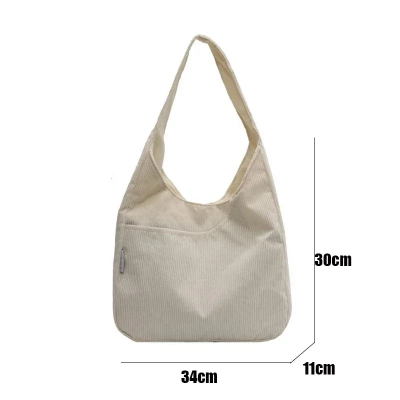 Women's Tote Bag For Women Travel Solid Shopper Bag Corduroy Simple Casual Large Capacity Designer Handbags Canvas Shoulder Bag