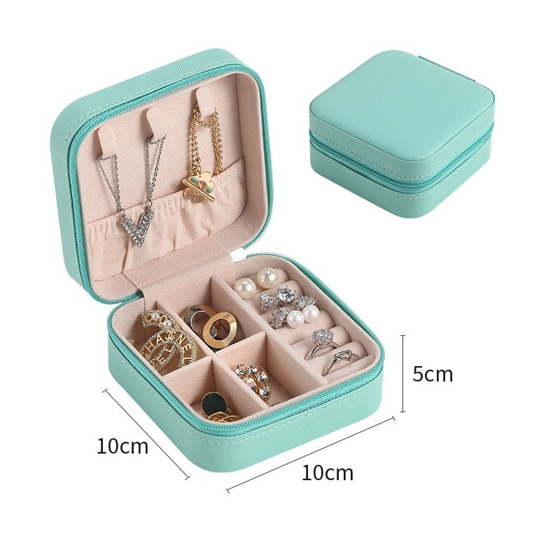 Portable Jewelry Storage Box Travel Organizer Jewelry Case Leather Storage Earrings Necklace Ring Jewelry Organizer Display