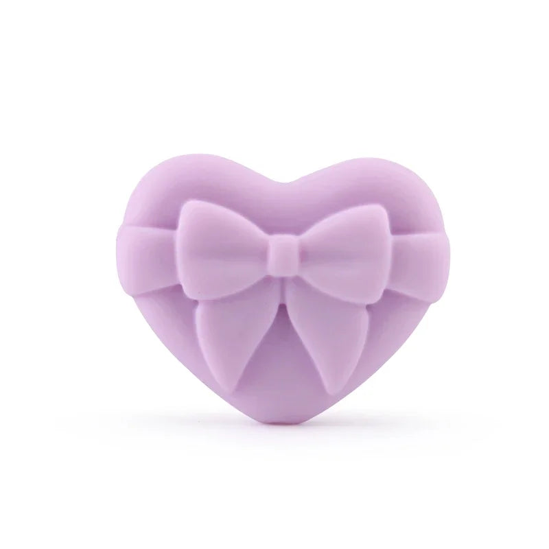 10pcs Silicone Beads Heart Bow Shape Accessories Silicone Holder Clip  Pen Decor Chain Making Focal Accessories Jewelry