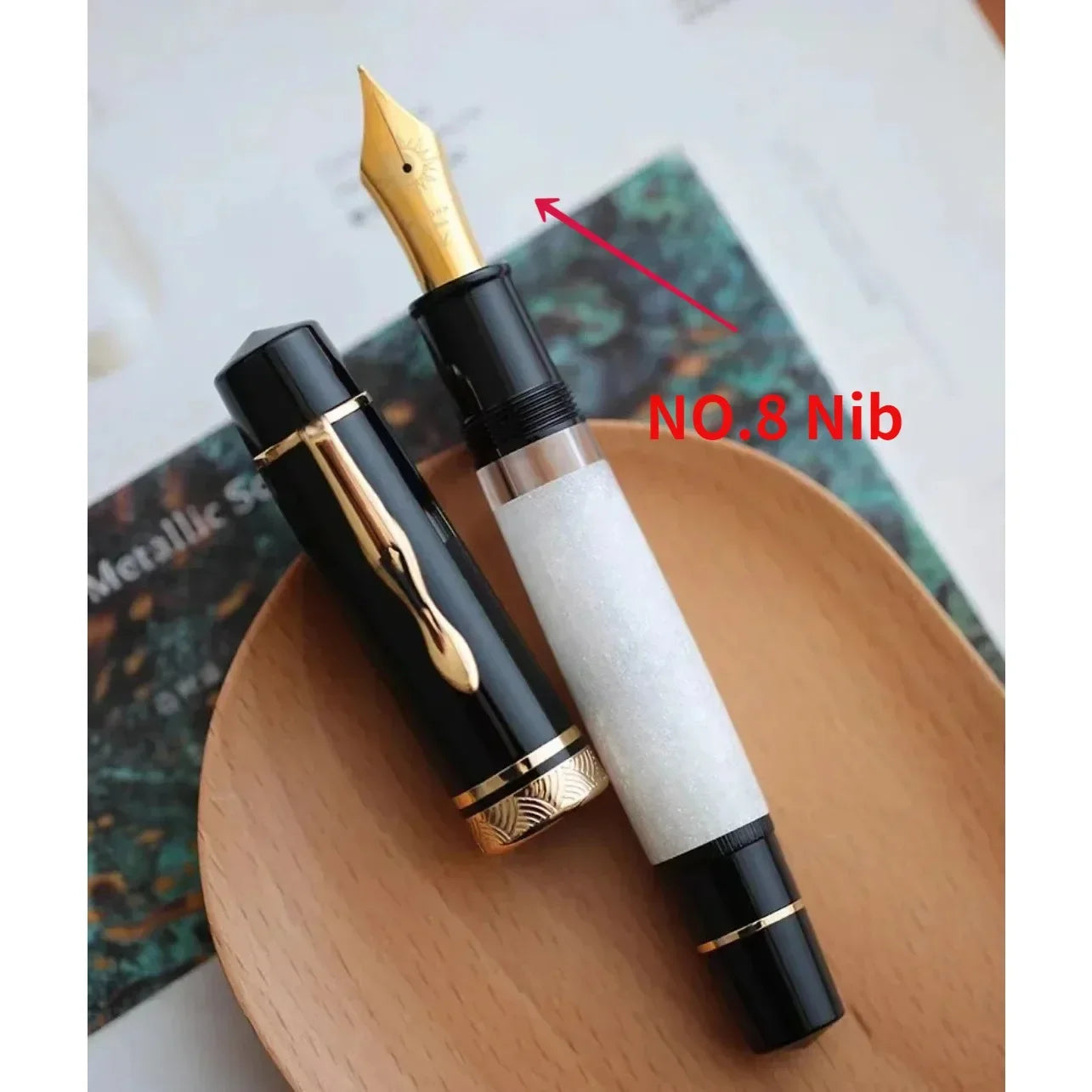 P139 Large Piston Fountain Pen No.6/8 EF/F/M Nib Retro Hard Rubber Ink Pen Luxury Office Stationery Business Writing Gift