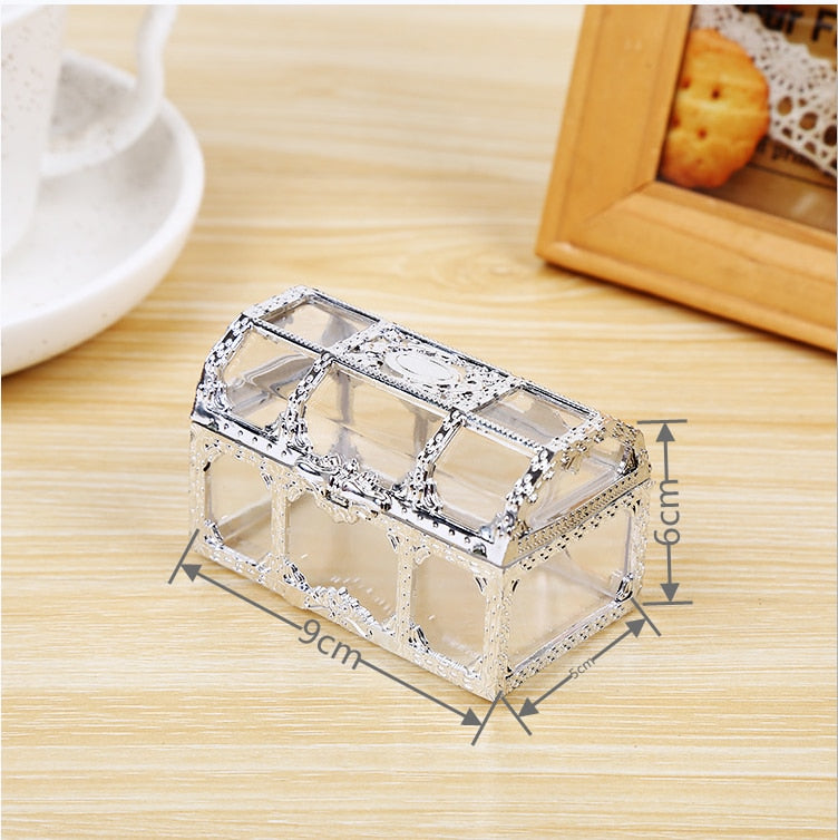 Vintage Transparent Pirate Treasure Storage Box Candy Trinket for Jewelry Crystal Gem Trinket Box Holder Organizer Earrings Ear