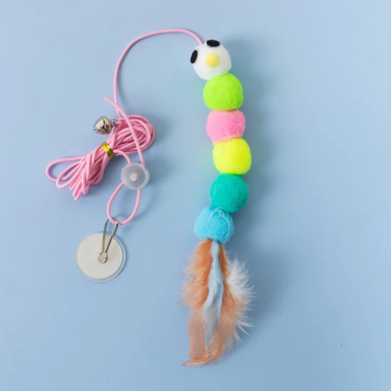 Fun simulation of mouse and cat toys, cat, kitten, rope, mouse, caterpillar, interactive toy, telescopic hanging door, pet toy