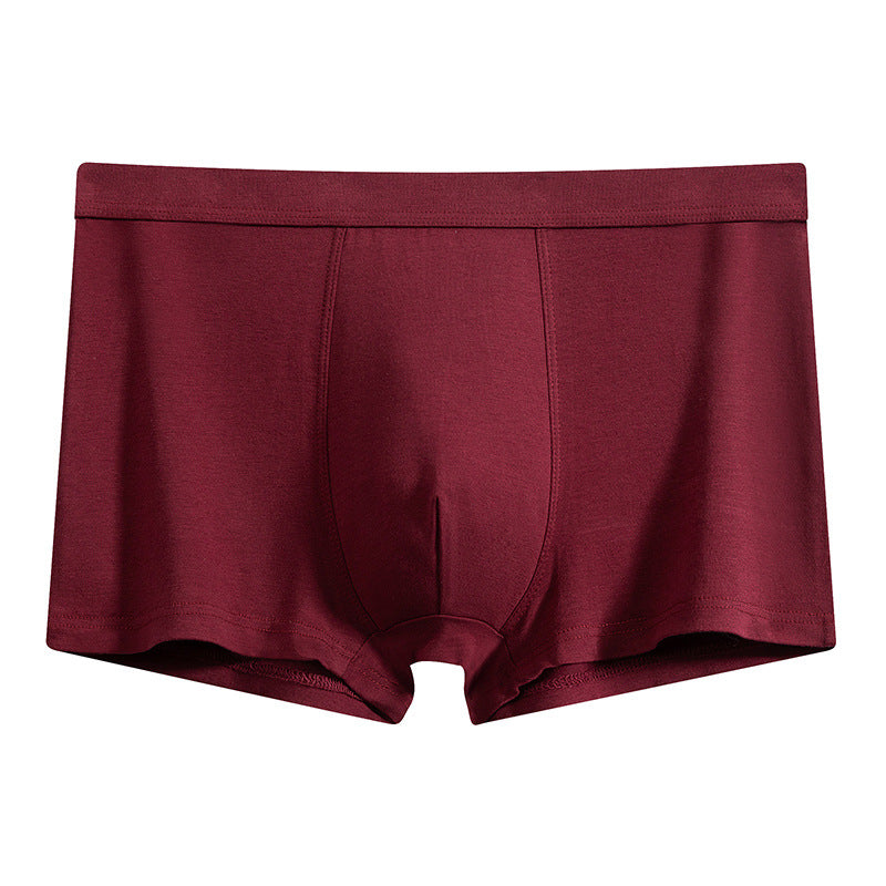 Men's underwear solid color boxers pure cotton loose breathable mid-waist youth boxers