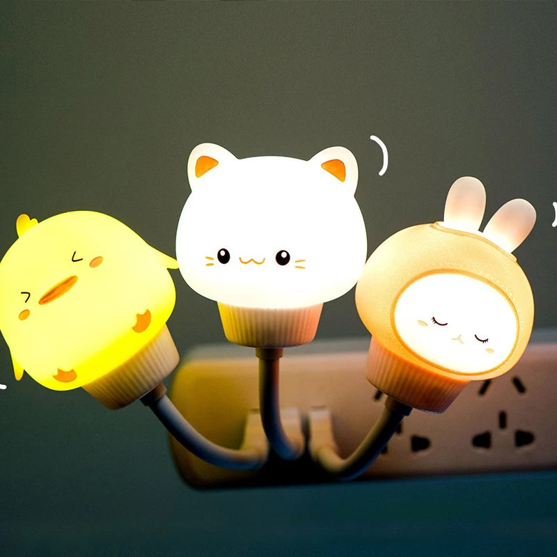 USB LED Night Light Chlidren Cute Cartoon Animal Night Lamp Cute Bear Duck Kitten Remote Control for Baby Kid Bedroom Decor Lamp