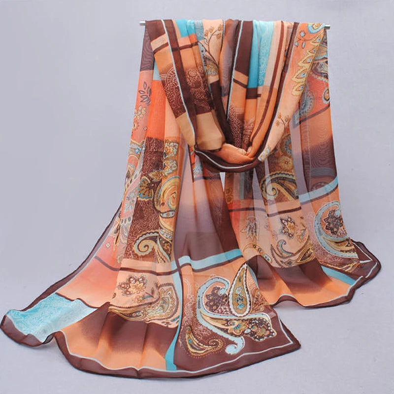 Chiffon silk scarf scarf female summer and autumn all-match scarf long Polyester air conditioning cape silk scarves shawl