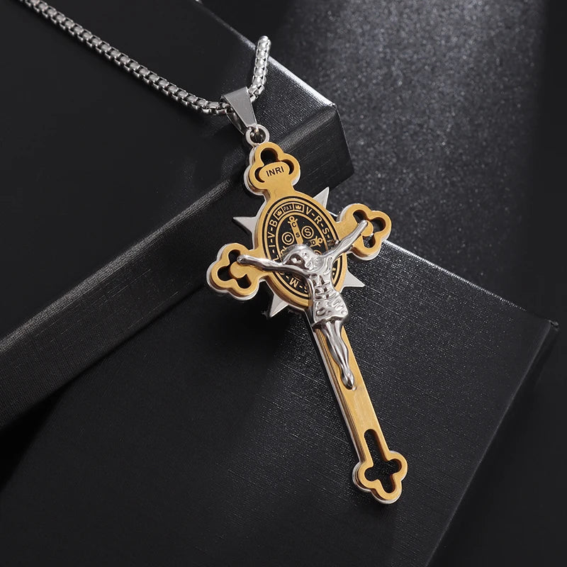 Orthodox Cross Stainless Steel Pendant Christian Eternal Church Inspirational Nika Necklace Men Women Fashion Jewelry Gift