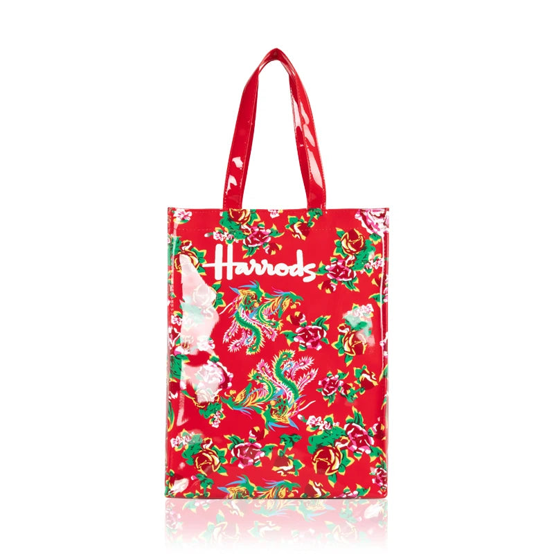 London Style PVC Reusable Shopping Purses Large Eco Friendly Flower Women's Tote Shopper Bag Summer Waterproof Beach Handbag