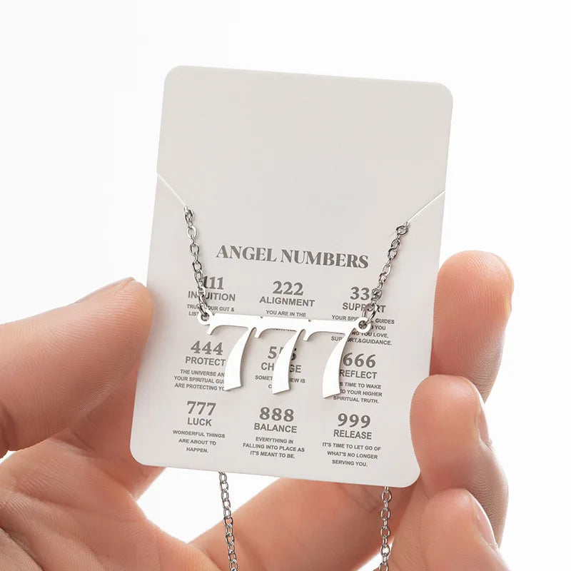 Stainless Steel Angel Number Lucky Numbers Necklaces 111 222 333 444 555 777 888 999 666 000 Pendant Necklace Charms Jewelry