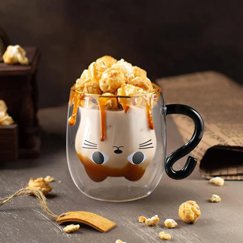 Cat Tail Coffee Mug Teacup Water Cup Milk Tea Cup Household Breakfast Milk Gift Cup for Cat Enthusiast Valentine's Day Christmas