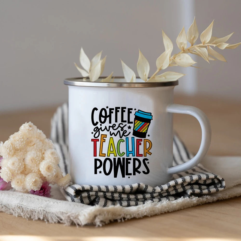 What's Your Superpower Teacher Coffee Tea Mug Cup Teacher Appreciation Gift Love Teach Inspire Teachers Enamel Mug